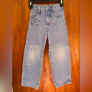 Vintage Y2K Lee Kids Light Blue Jeans with Floral Embroidery